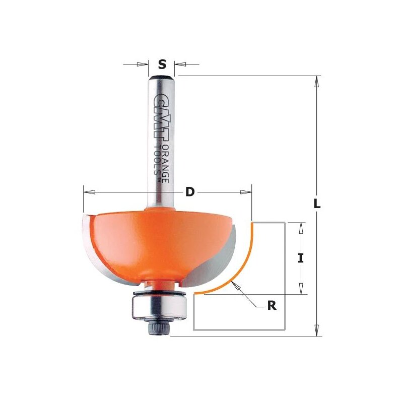 HW- (HM) Hohlkehlfräser mit Anlaufring Schaft 6 mm - effektiv-werkzeuge