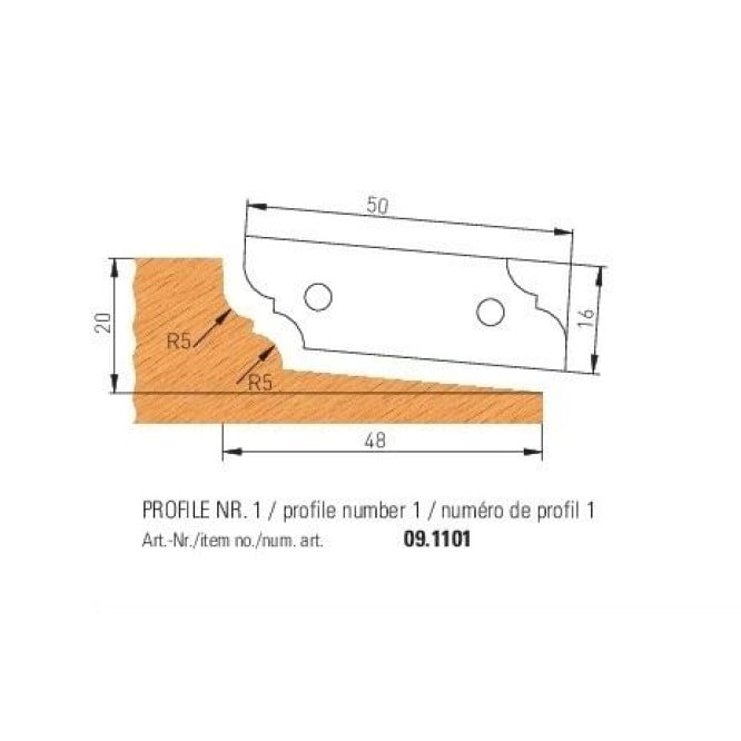 1 Paar HM Profilmesser für Abplattfräser 160x20x30 mm - effektiv-werkzeuge