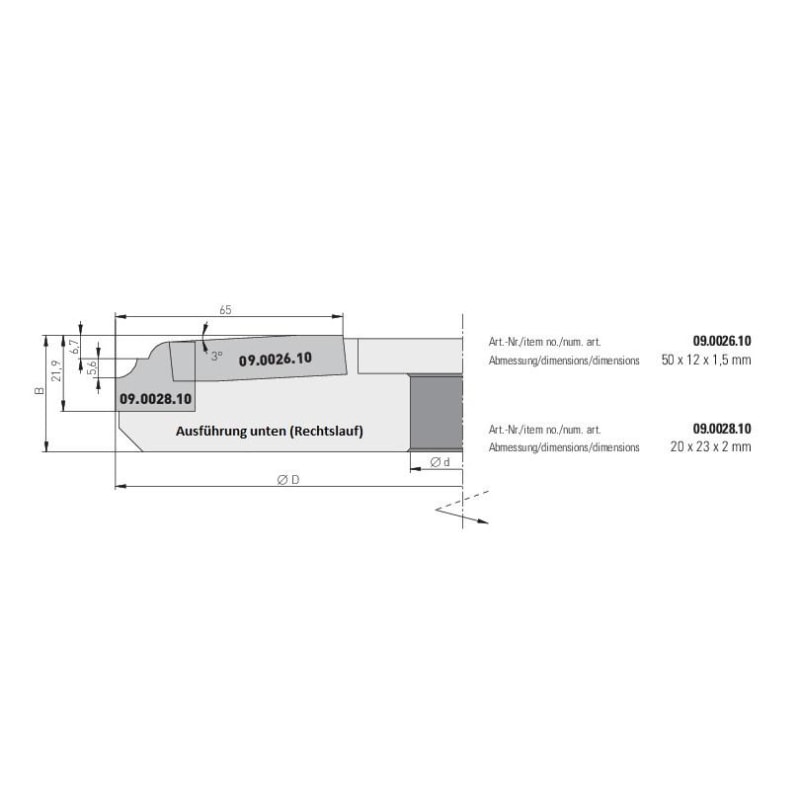 1 Paar HM Profilmesser für Abplattfräser 200x35x30 mm (Profil A) - effektiv-werkzeuge