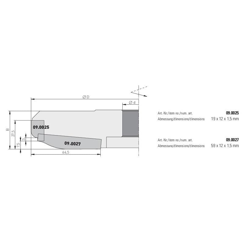 1 Paar HM Profilmesser für Abplattfräser 200x35x30 mm (Profil B) - effektiv-werkzeuge