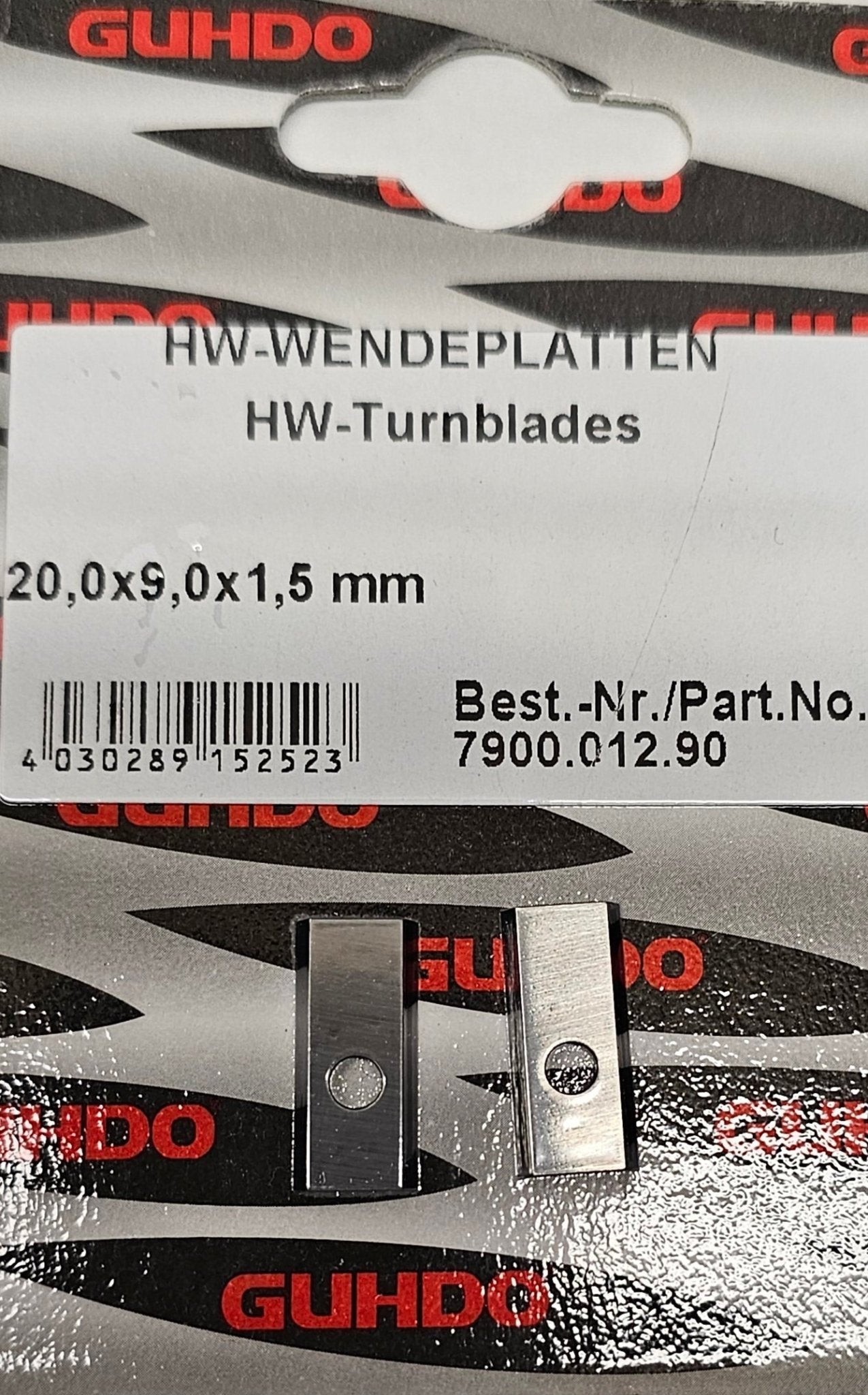 1 Paar HM Wendeplatten 20 x 9 x 1,5 mm für Bündigfräser von Guhdo