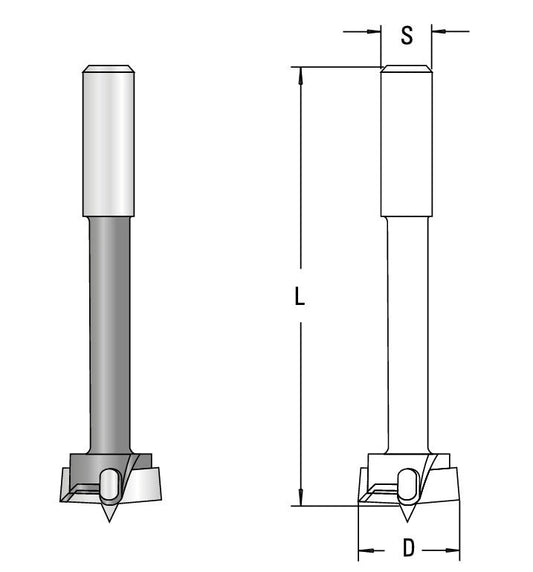 HM Kunstbohrer Forstnerbohrer Z2 + V2, S13 x 50 mm, lang - effektiv-werkzeuge