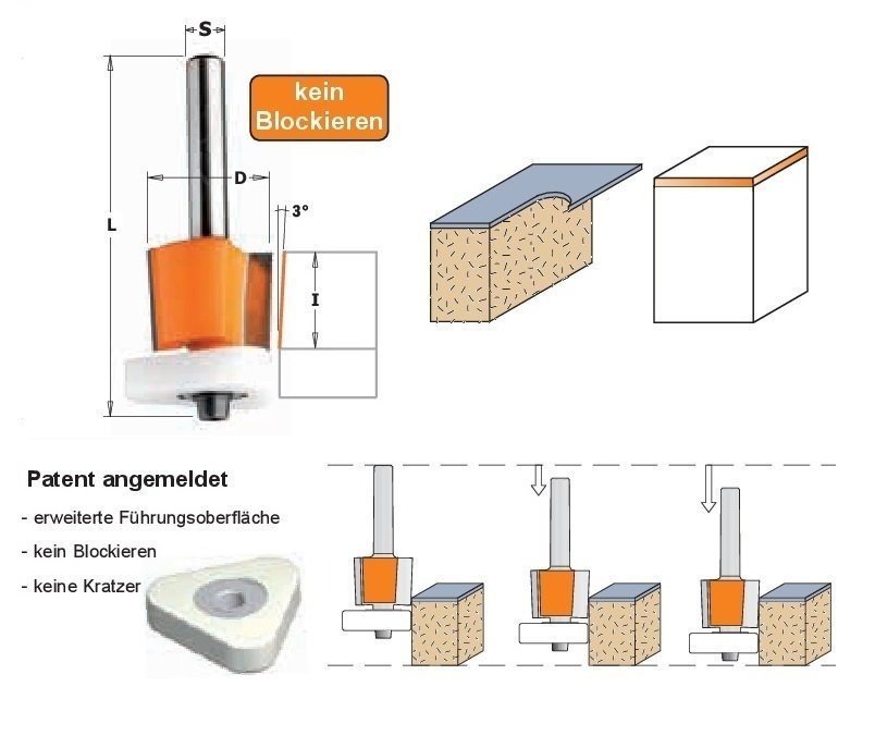 HW (HM) 3-in-1-Bündigfräser mit Kugellager für Laminat - effektiv-werkzeuge