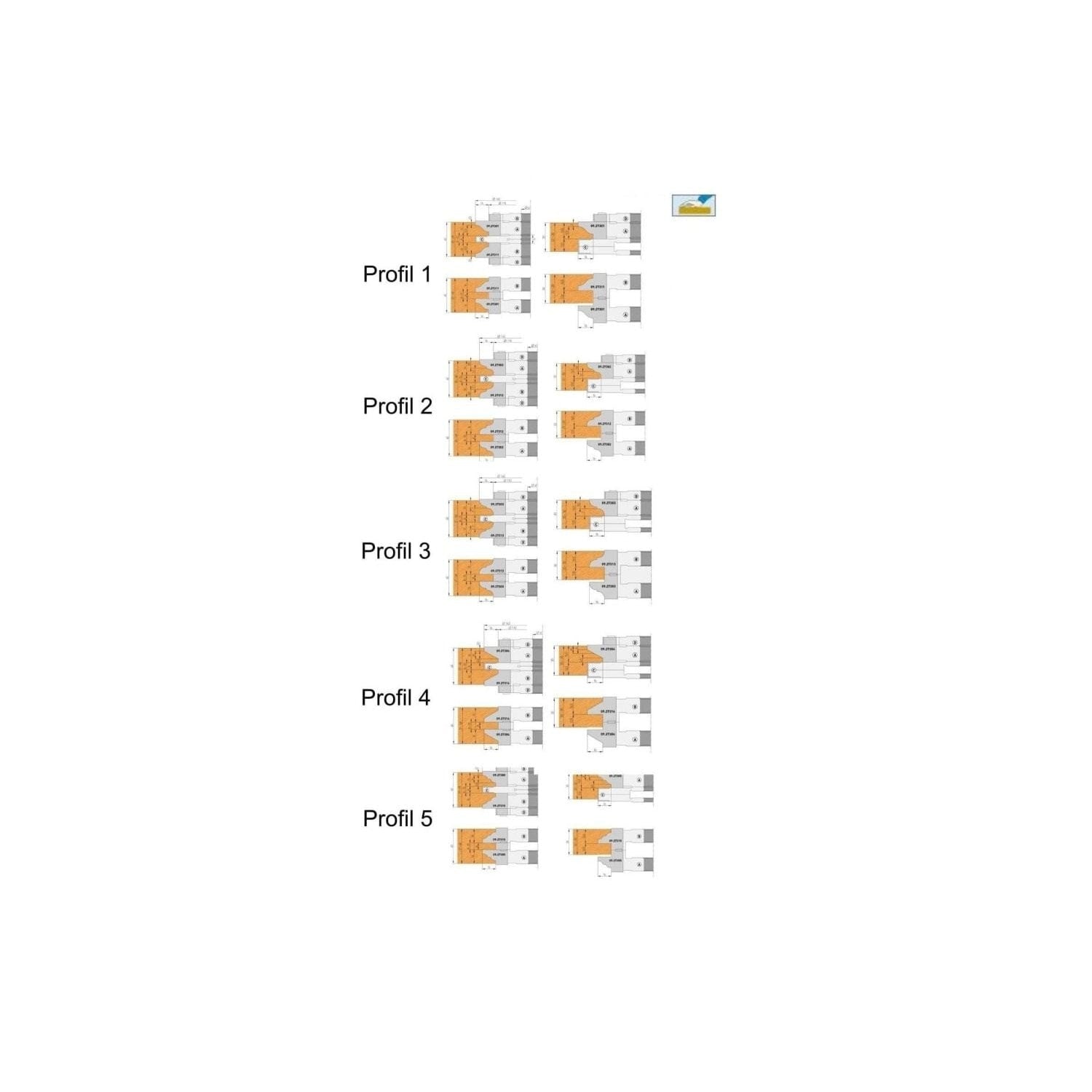 HW HM Konterprofil - Fräsersatz (5 Profile auswählbar) - effektiv-werkzeuge