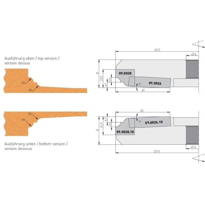 HW HM Wechselplatten Abplattfräser Z2+2 (Profil A) - effektiv-werkzeuge