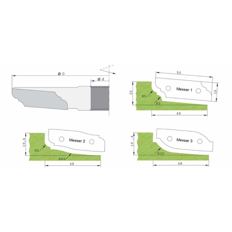 HW HM Wendeplatten Abplattfräser Z2 (3 Profile auswählbar) - effektiv-werkzeuge