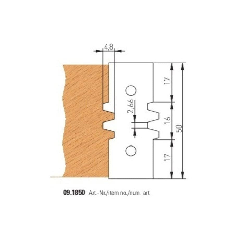 HW HM Wendeplatten Trapez-Verleimfräser 130x50x30 mm, Z2 - effektiv-werkzeuge