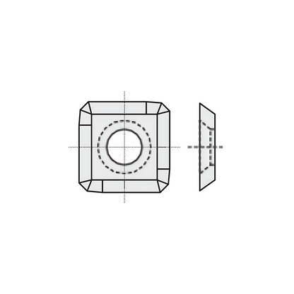 HM Wendeplatten Z4 (1-Loch mit Senkung) 14,3 x 14,3 x 2,5 mm Fase links, Qualität MG18 - 10 Stück