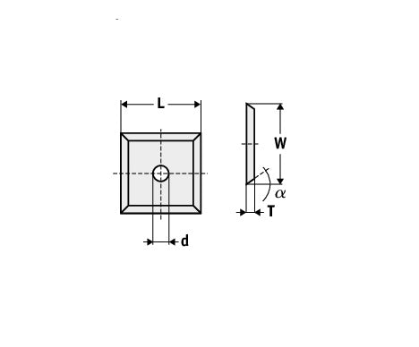 HM Wendeplatten Z4 (1-Loch mit Senkung) 21,3 x 21,3 x 5,5 mm, Radius 60 mm, Qualität MG18 - 10 Stück