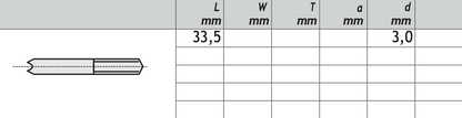 HM Zentrierspitze für Kunstbohrer 33,5 x 3 mm, Qualität MG18 - 10 Stück
