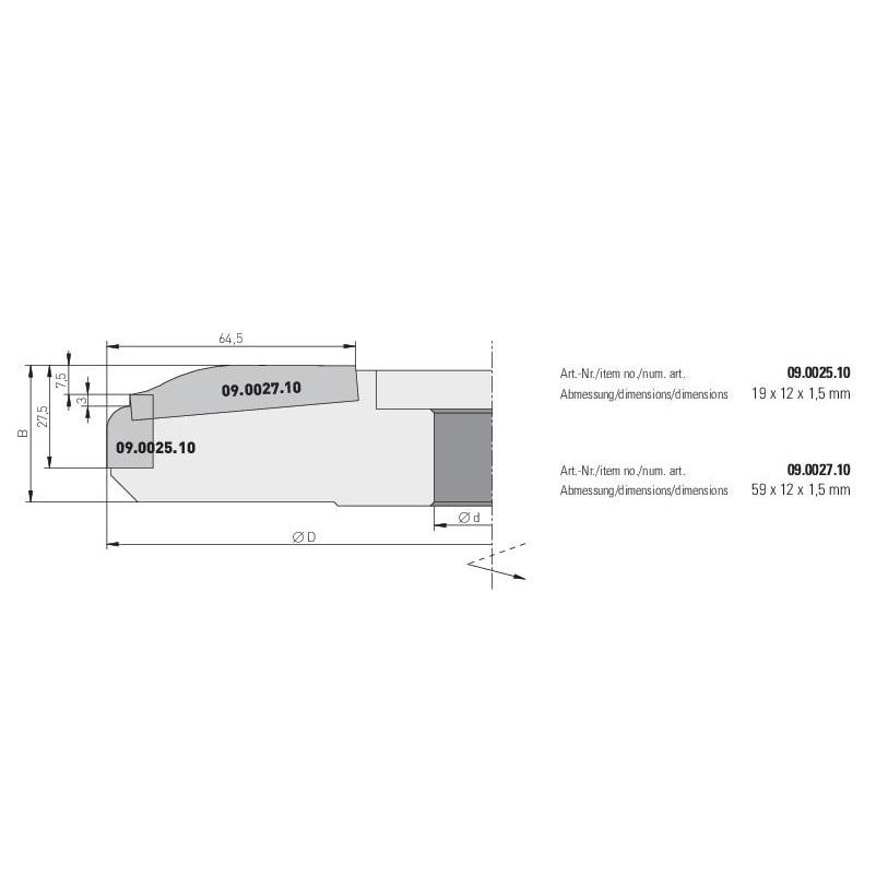 1 Paar HM Profilmesser für Abplattfräser 200x35x30 mm (Profil B) - effektiv-werkzeuge