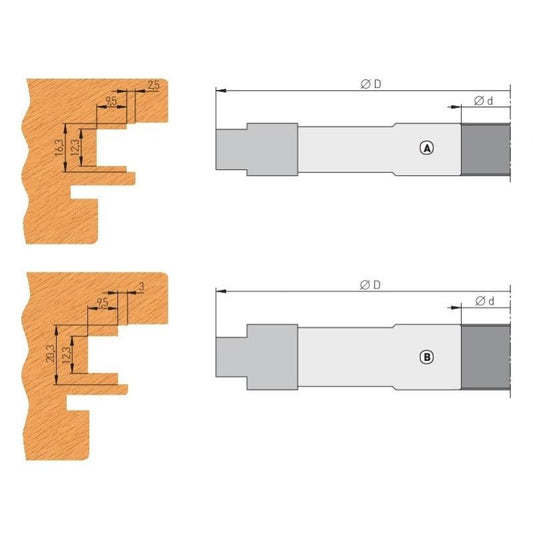 1 Paar HM Profilmesser für Kantengetriebefräser - effektiv-werkzeuge