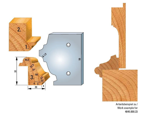 4845.000.23 HSS Standard - Profilmesser und Abweiser 59 mm