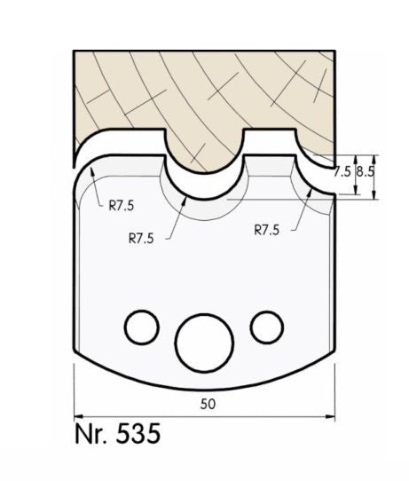 F 535 SP / HSS Standard-Profilmesser und Abweiser 50 mm