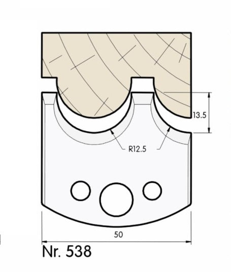 F 538 SP / HSS Standard-Profilmesser und Abweiser 50 mm