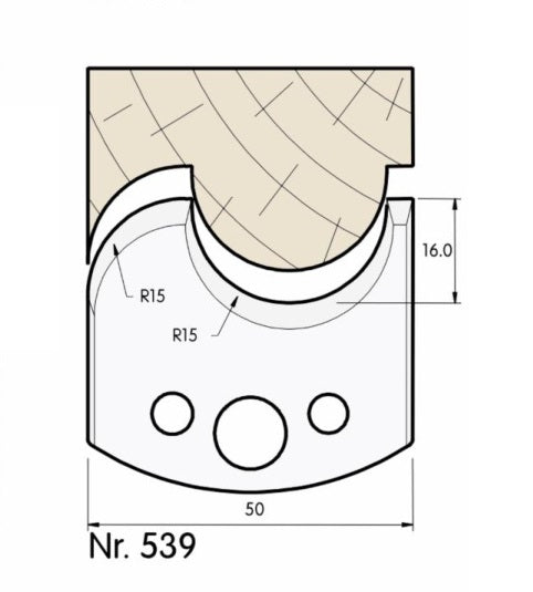 F 539 SP / HSS Standard-Profilmesser und Abweiser 50 mm