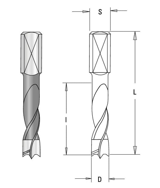 HM Kombi Dübellochbohrer Sackloch 57,5 mm, Z2+V2, S10 x 20 mm - effektiv-werkzeuge