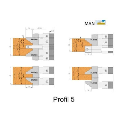 HW HM Konterprofil - Fräsersatz (5 Profile auswählbar) - effektiv-werkzeuge