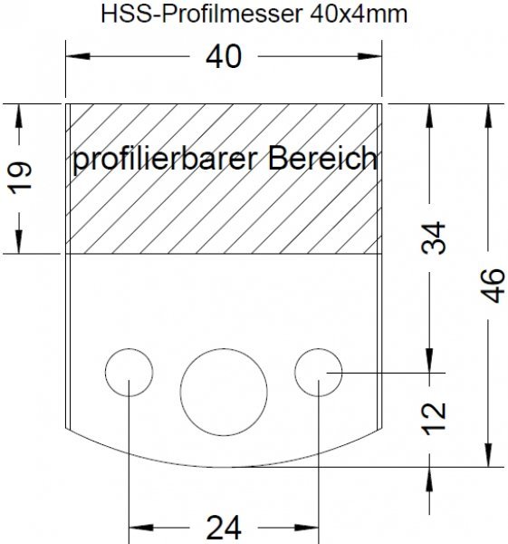 Sonderanfertigung HSS Profilmessersatz 40 x 4 mm - effektiv-werkzeuge
