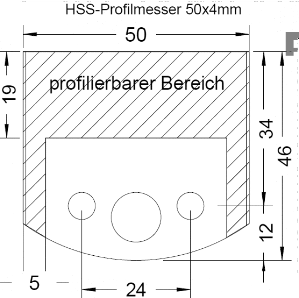 Sonderanfertigung HSS Profilmessersatz 50 x 4 mm - effektiv-werkzeuge