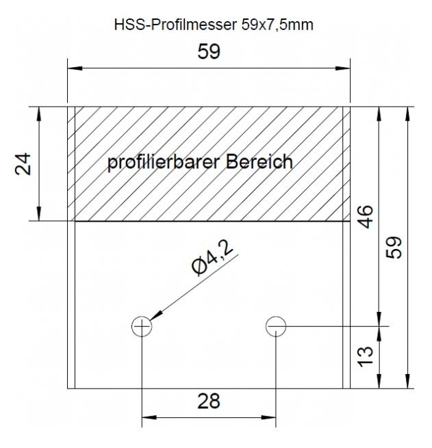 Sonderanfertigung HSS Profilmessersatz 59 x 7,5 mm - effektiv-werkzeuge