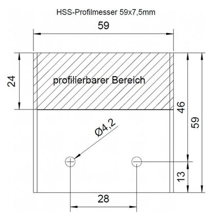 Sonderanfertigung HSS Profilmessersatz 59 x 7,5 mm - effektiv-werkzeuge