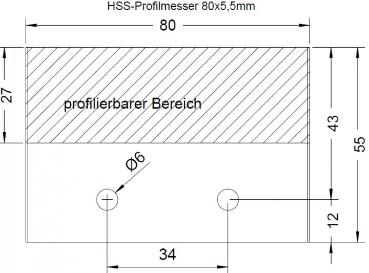 Sonderanfertigung HSS Profilmessersatz 80 x 5,5 mm - effektiv-werkzeuge