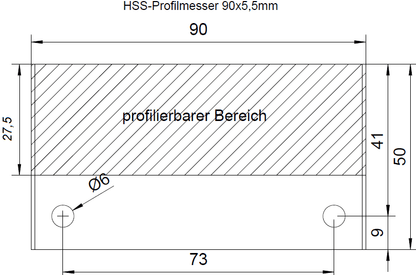 Sonderanfertigung HSS Profilmessersatz 90 x 5,5 mm