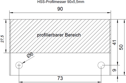 Sonderanfertigung HSS Profilmessersatz 90 x 5,5 mm